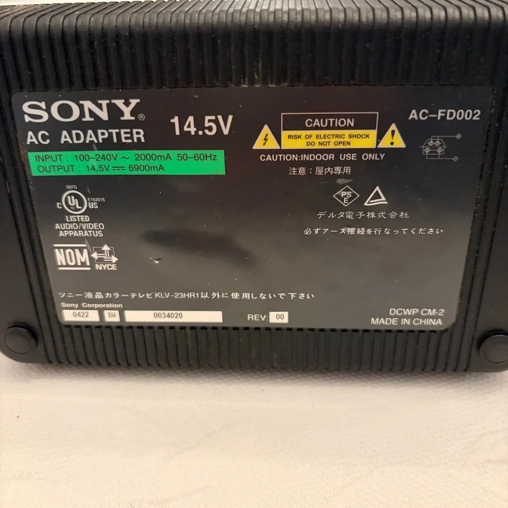 Sony AC-FD002 AC Adapter 14.5V 6900mA Power Supply for KLV-23HR1 TV